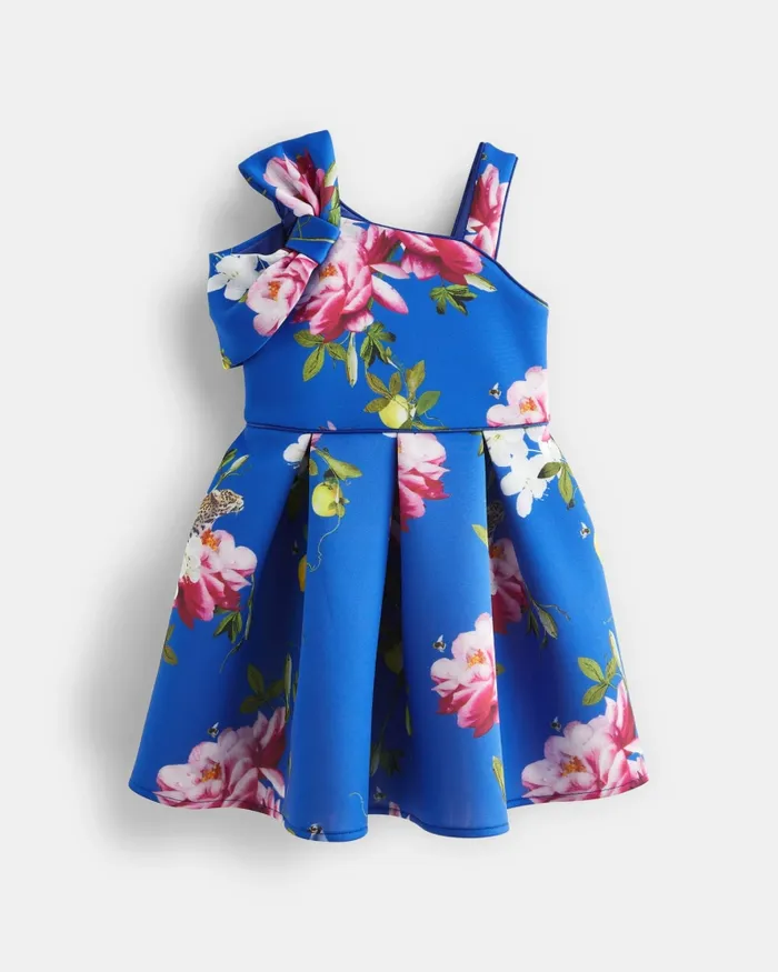 Kids MELLSY 8211 Bow Shoulder Floral Scuba Dress Blue Ted Baker Dresses Kids MELLSY 8211 Bow Shoulder Floral Scuba Dress Blue Ted Baker Dresses