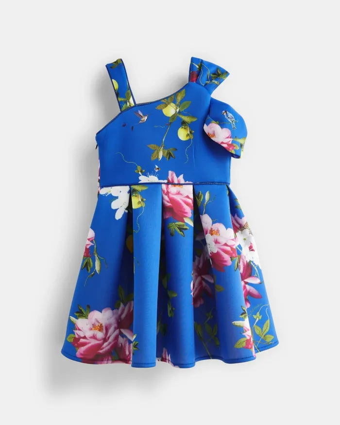 Kids MELLSY 8211 Bow Shoulder Floral Scuba Dress Blue Ted Baker Dresses Kids MELLSY 8211 Bow Shoulder Floral Scuba Dress Blue Ted Baker Dresses