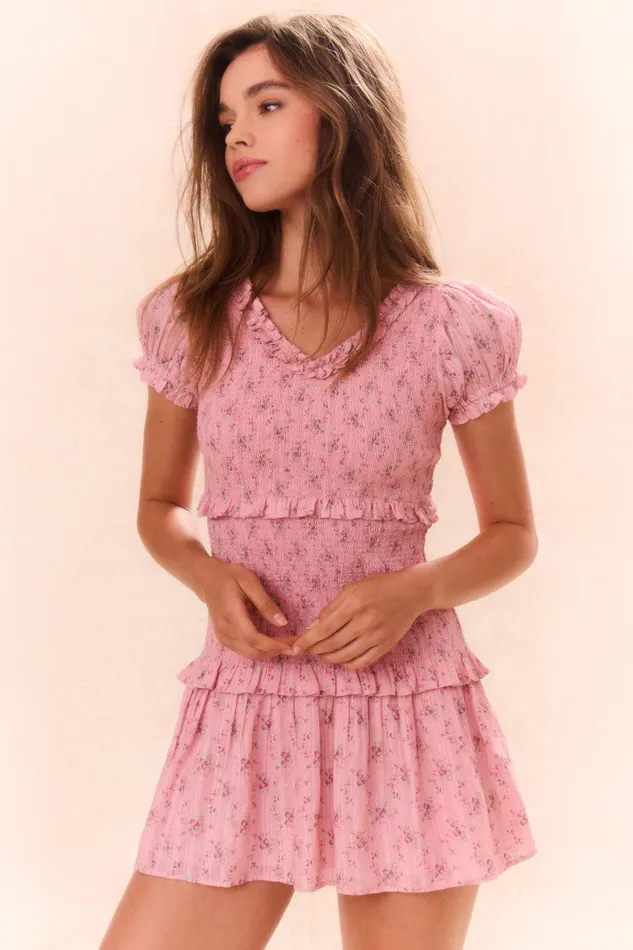 Kids Mommy and Me LoveShackFancy Girls Banson Smocked Dress Pink Dusk