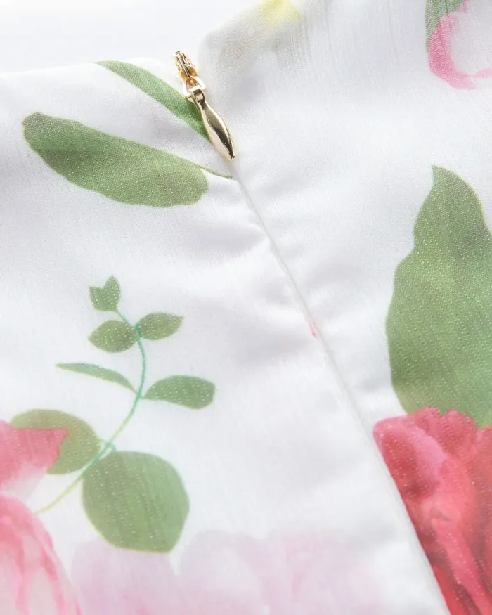 Kids MYYHA 8211 Long Sleeve Floral Tiered Dress White Ted Baker Dresses