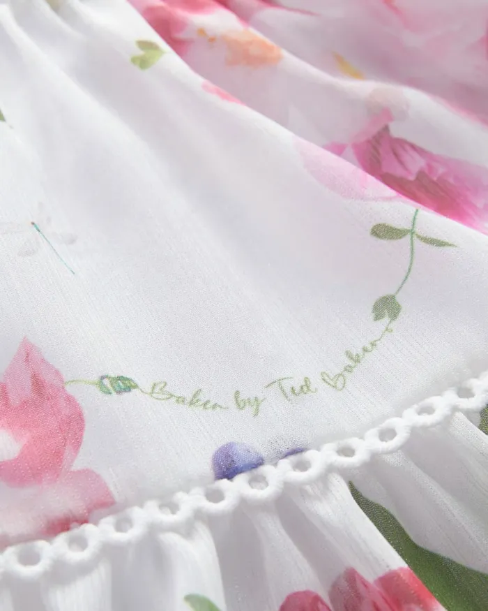 Kids MYYHA 8211 Long Sleeve Floral Tiered Dress White Ted Baker Dresses Kids MYYHA 8211 Long Sleeve Floral Tiered Dress White Ted Baker Dresses