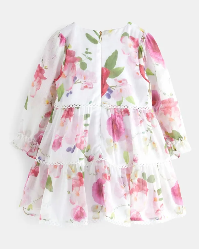 Kids MYYHA 8211 Long Sleeve Floral Tiered Dress White Ted Baker Dresses Kids MYYHA 8211 Long Sleeve Floral Tiered Dress White Ted Baker Dresses