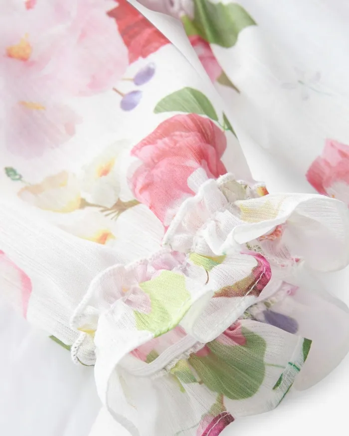 Kids MYYHA 8211 Long Sleeve Floral Tiered Dress White Ted Baker Dresses Kids MYYHA 8211 Long Sleeve Floral Tiered Dress White Ted Baker Dresses