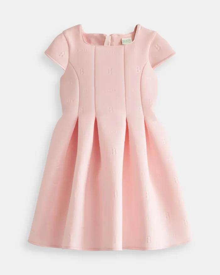 Kids NEVES 8211 Debossed Scuba Dress Pink Ted Baker Dresses