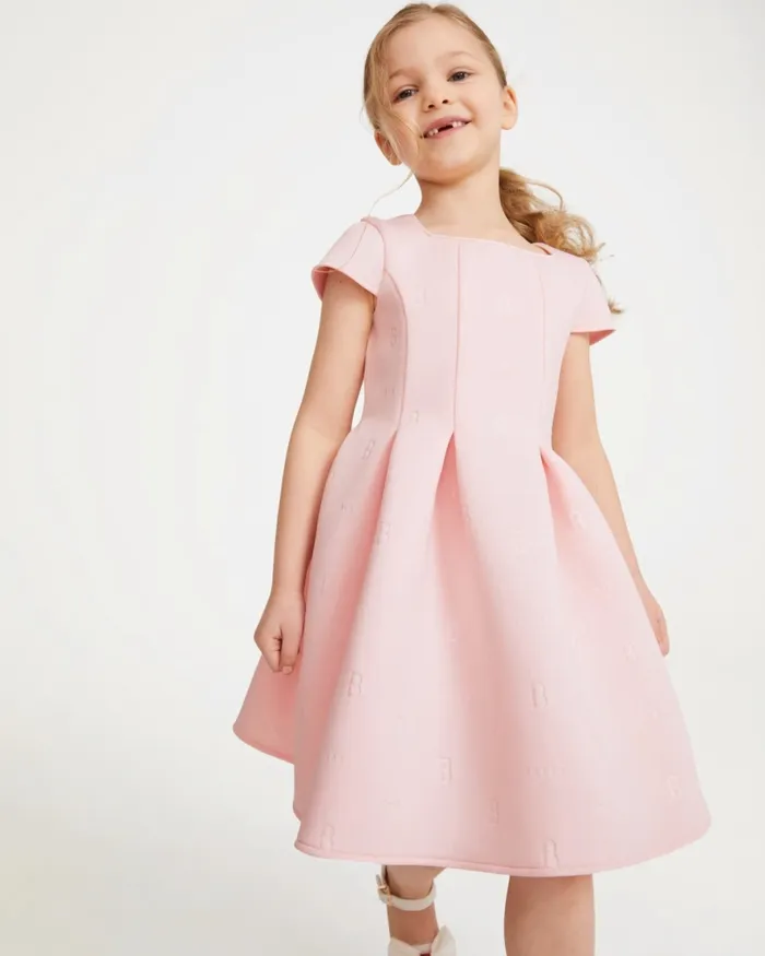 Kids NEVES 8211 Debossed Scuba Dress Pink Ted Baker Dresses