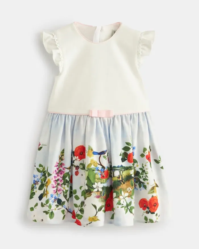 Kids PHOEEBS 8211 Frill Sleeve Printed Mockable Dress Multicoloured Ted Baker Younger Girls