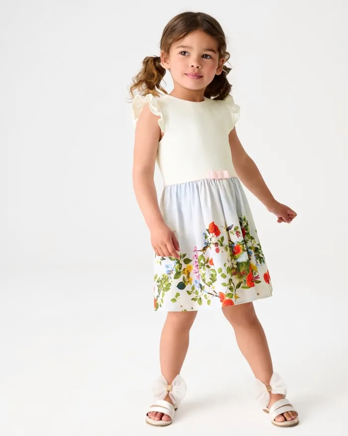 Kids PHOEEBS 8211 Frill Sleeve Printed Mockable Dress Multicoloured Ted Baker Younger Girls
