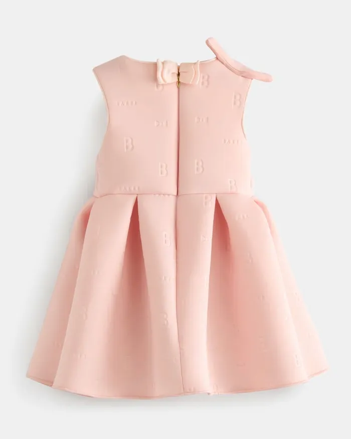 Kids PRINSEY 8211 Bow Shoulder Branded Scuba Dress Pink Ted Baker Younger Girls