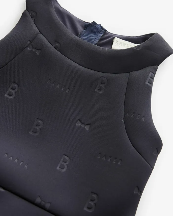 Kids REMELE 8211 Logo Detail Sleeveless Scuba Dress Navy Ted Baker Dresses
