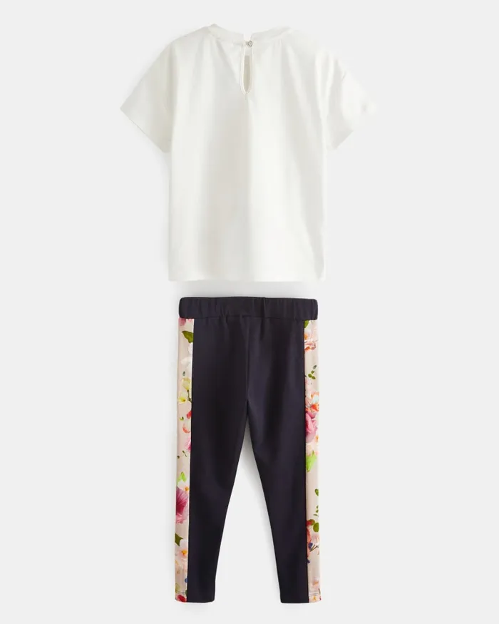 Kids ROWSSA 8211 Organza TShirt And Panel Leggings Set Navy Ted Baker Older Girls