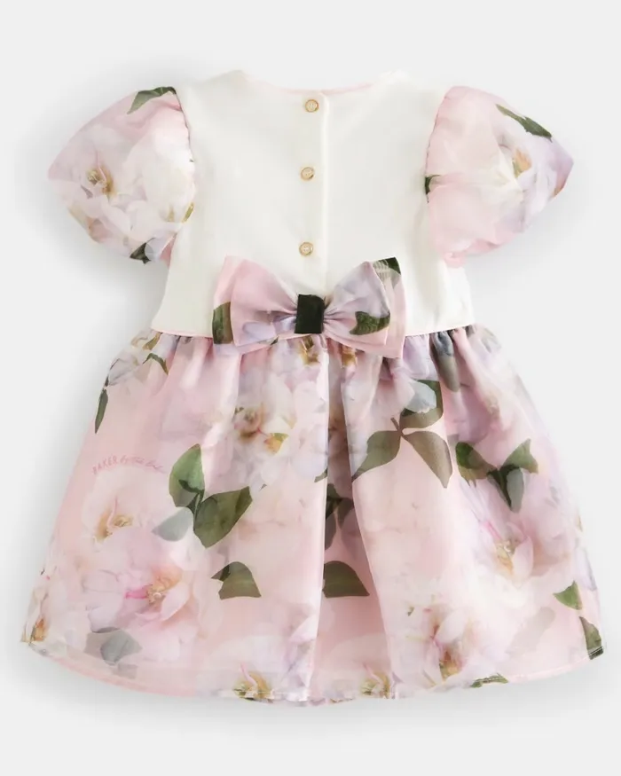 Kids RUBIIEE 8211 Floral Organza Puff Sleeve Dress Pink Ted Baker Dresses Kids RUBIIEE 8211 Floral Organza Puff Sleeve Dress Pink Ted Baker Dresses