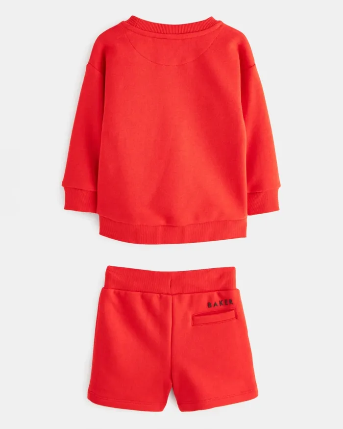 Kids SANDU 8211 Pocket Detail Sweatshirt And Shorts Set Red Ted Baker Tops Kids SANDU 8211 Pocket Detail Sweatshirt And Shorts Set Red Ted Baker Tops