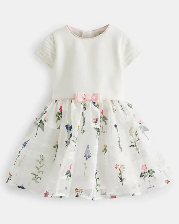 Kids SOFFEY 8211 Floral Organza Skirt Mockable Dress White Ted Baker Dresses Kids SOFFEY 8211 Floral Organza Skirt Mockable Dress White Ted Baker Dresses