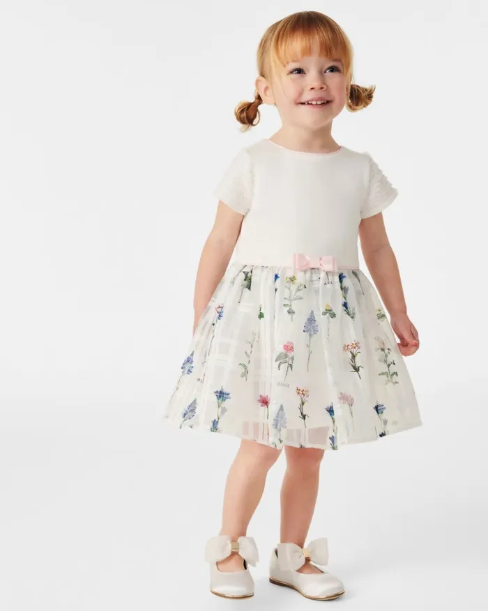 Kids SOFFEY 8211 Floral Organza Skirt Mockable Dress White Ted Baker Dresses Kids SOFFEY 8211 Floral Organza Skirt Mockable Dress White Ted Baker Dresses