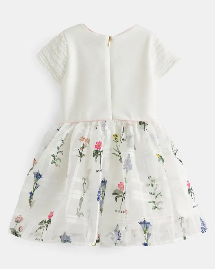 Kids SOFFEY 8211 Floral Organza Skirt Mockable Dress White Ted Baker Dresses Kids SOFFEY 8211 Floral Organza Skirt Mockable Dress White Ted Baker Dresses
