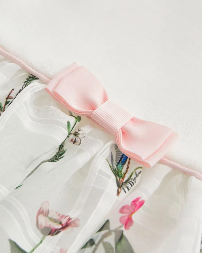 Kids SOFFEY 8211 Floral Organza Skirt Mockable Dress White Ted Baker Dresses Kids SOFFEY 8211 Floral Organza Skirt Mockable Dress White Ted Baker Dresses