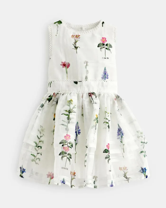 Kids SWEETIY 8211 Floral Burnout Tiered Dress White Ted Baker Dresses Kids SWEETIY 8211 Floral Burnout Tiered Dress White Ted Baker Dresses