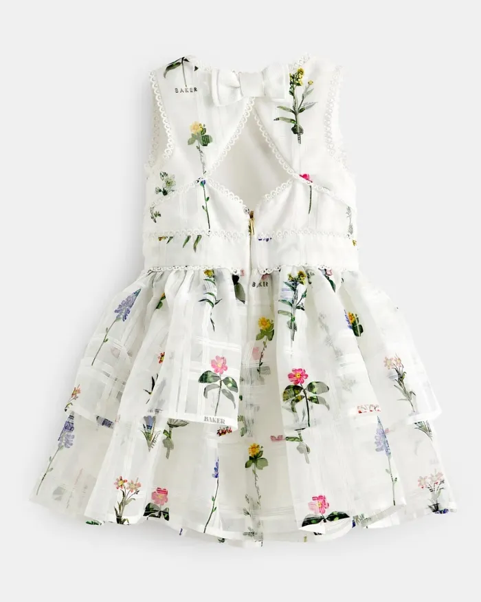 Kids SWEETIY 8211 Floral Burnout Tiered Dress White Ted Baker Dresses Kids SWEETIY 8211 Floral Burnout Tiered Dress White Ted Baker Dresses