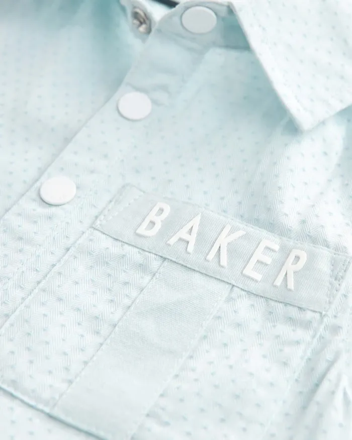 Kids VIOREL 8211 Collared Short Sleeve Cotton Romper Blue Ted Baker Baby