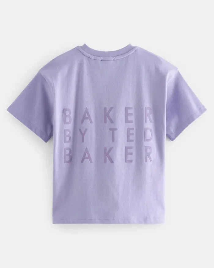 Kids WALLERR 8211 Boxy Fit Branded TShirt Purple Ted Baker Tops