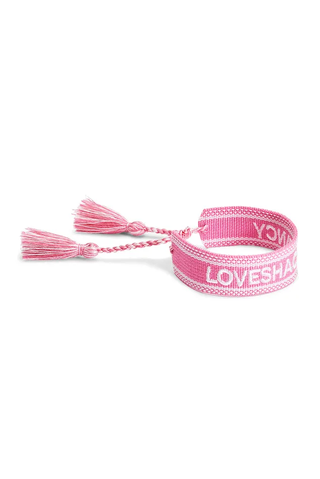 KidsWomen Girls LoveShackFancy Fabric Woven Friendship Bracelet Pink