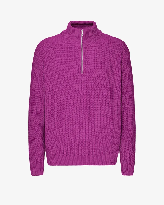 Knit Sweaters Colorfulstandard Men Merino Quarter Zip 8211 Magenta Blaze