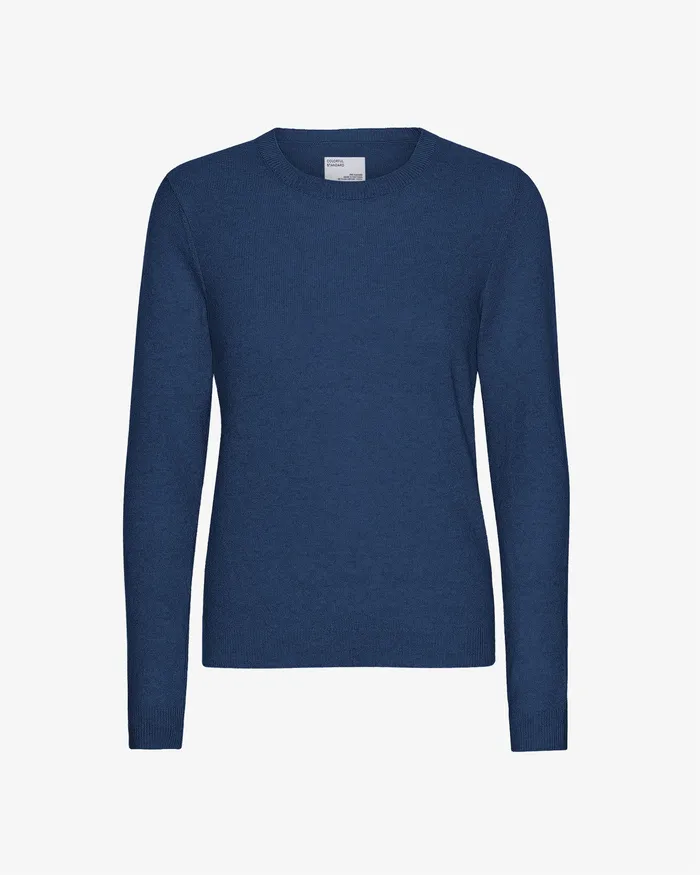 Knit Sweaters Women Light Merino Wool Crew 8211 Marine Blue 8211 Colorfulstandard Women
