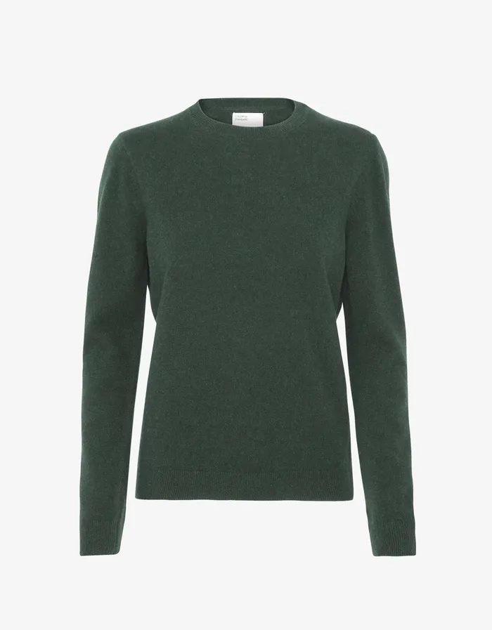 Knit Sweaters Women Women Light Merino Wool Crew 8211 Emerald Green Colorfulstandard