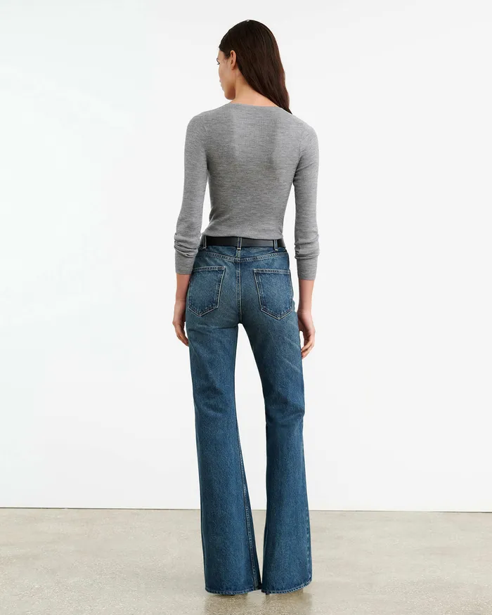 Knits and Sweaters KLARISE HENLEY KNIT Medium Grey Melange Nili Lotan Women