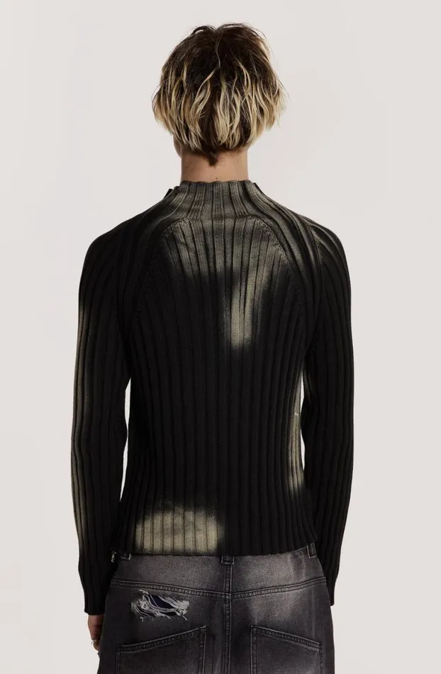 Knitwear Men Jaded London Black Luster Asymmetric Knit
