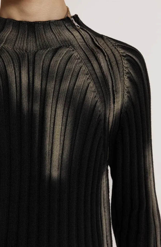 Knitwear Men Jaded London Black Luster Asymmetric Knit