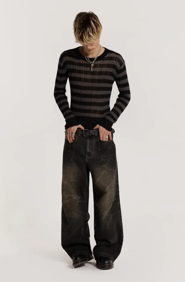 Knitwear Men Jaded London Striped Eclipse Jumper