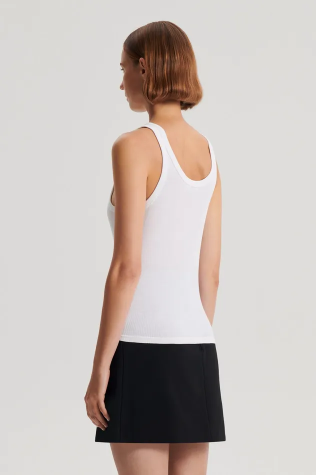 Knitwear Scanlan Theodore Women SILK COTTON SINGLET WHITE Knitwear Scanlan Theodore Women SILK COTTON SINGLET WHITE