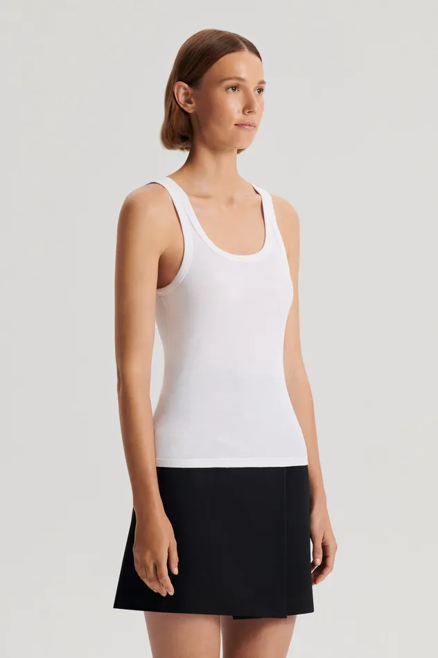 Knitwear Scanlan Theodore Women SILK COTTON SINGLET WHITE Knitwear Scanlan Theodore Women SILK COTTON SINGLET WHITE