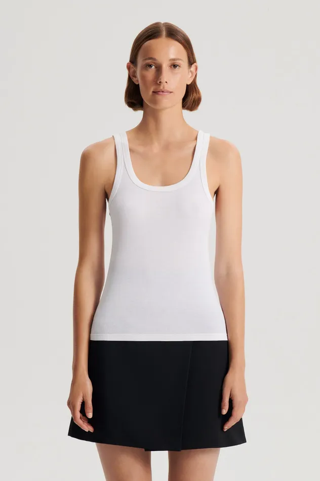 Knitwear Scanlan Theodore Women SILK COTTON SINGLET WHITE Knitwear Scanlan Theodore Women SILK COTTON SINGLET WHITE