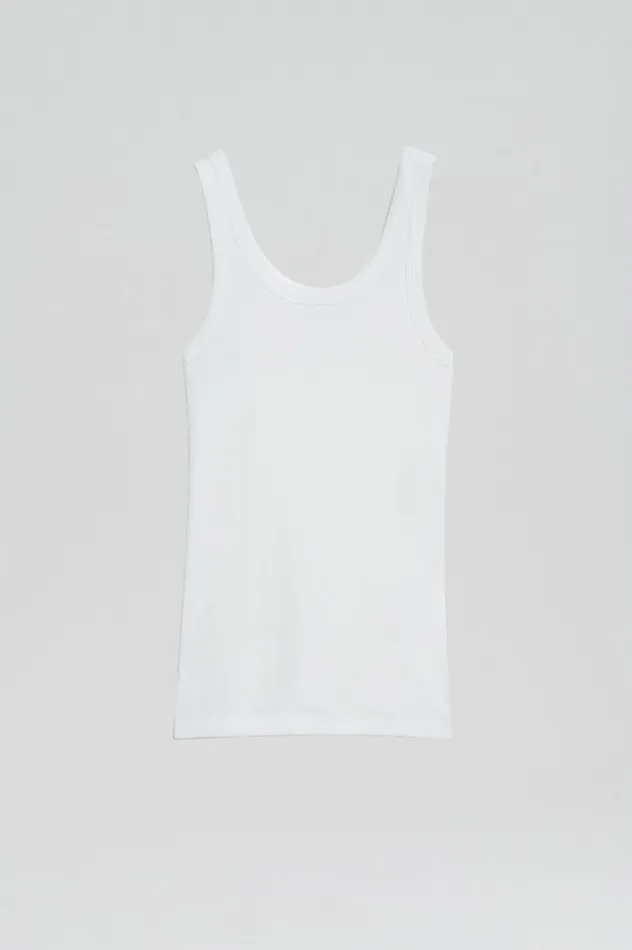 Knitwear Scanlan Theodore Women SILK COTTON SINGLET WHITE Knitwear Scanlan Theodore Women SILK COTTON SINGLET WHITE