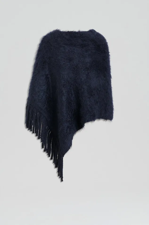 Knitwear Women BRUSHED FRINGED CAPE NAVY Scanlan Theodore Knitwear Women BRUSHED FRINGED CAPE NAVY Scanlan Theodore