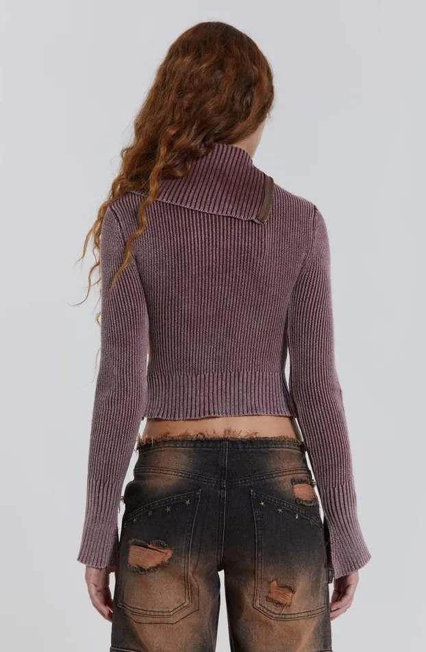 Knitwear Women Jaded London Gaia Knitted Asymmetric Top With Studs