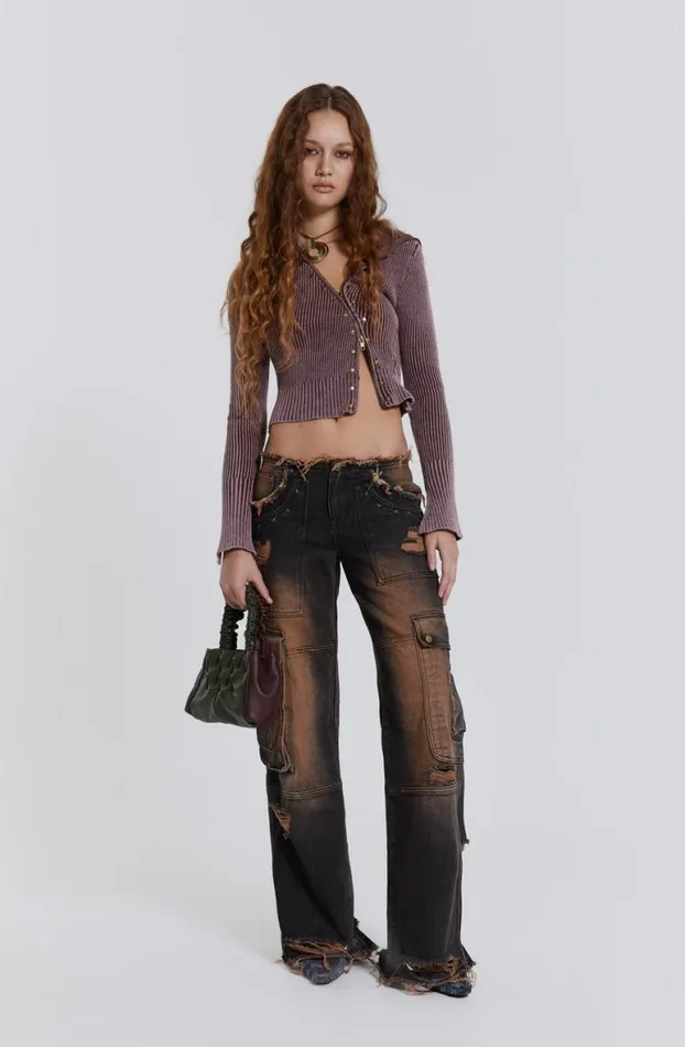 Knitwear Women Jaded London Gaia Knitted Asymmetric Top With Studs