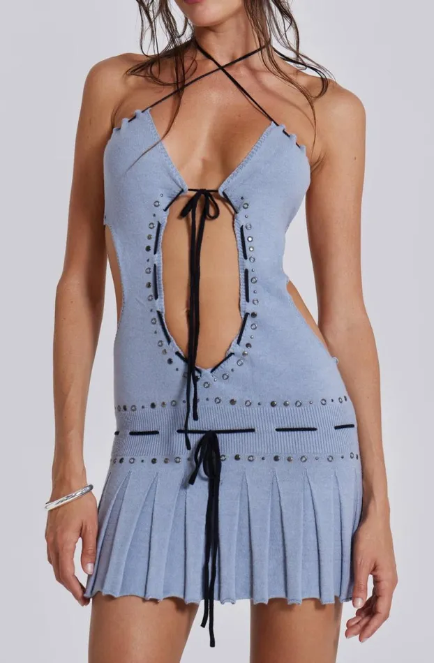 Knitwear Women Jaded London Sienna Knitted Studded Tie Mini Dress