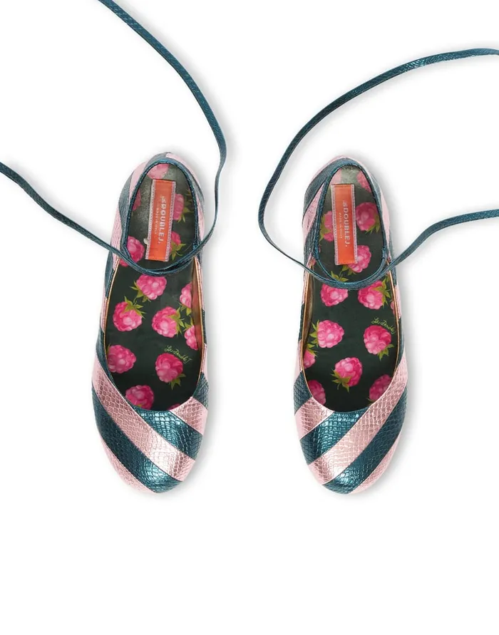 La Doublej Ballerina Flats Acquamarine In Faux Python Women Shoes