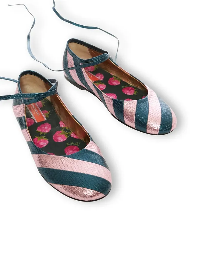 La Doublej Ballerina Flats Acquamarine In Faux Python Women Shoes