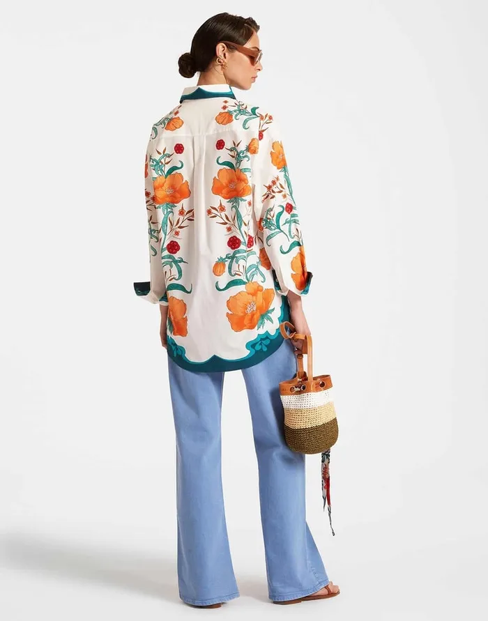 La Doublej Better Than Your Boyfriend039s Shirt Morpheus Place Orange In Summer Poplin Women Shirts and Tops