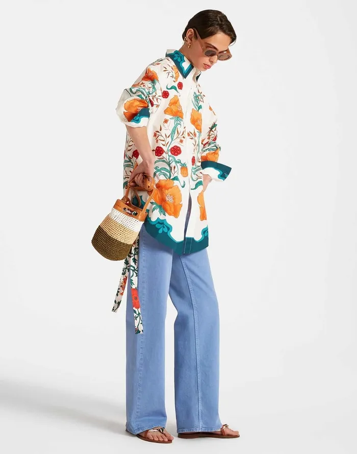 La Doublej Better Than Your Boyfriend039s Shirt Morpheus Place Orange In Summer Poplin Women Shirts and Tops