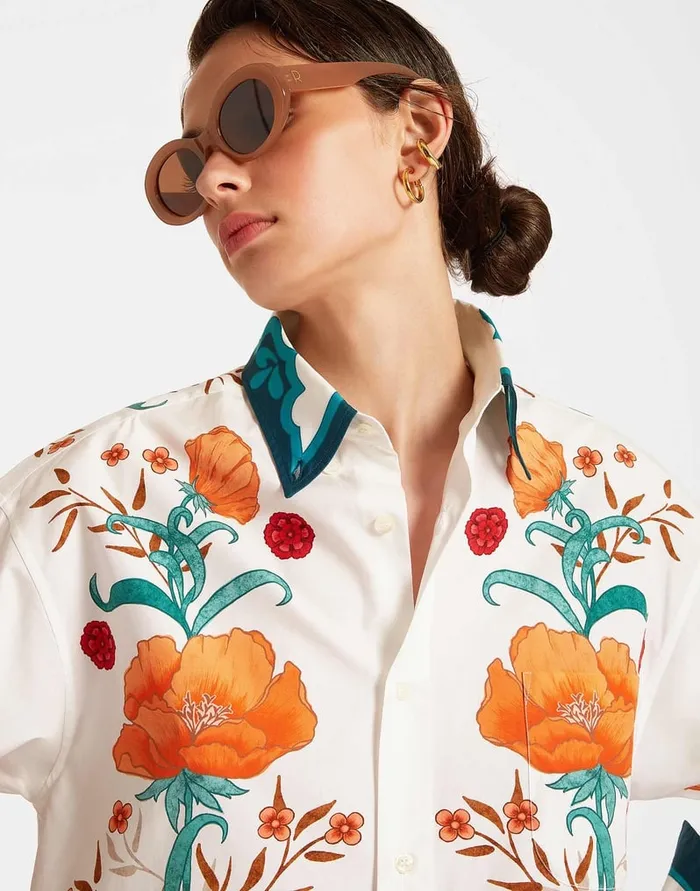 La Doublej Better Than Your Boyfriend039s Shirt Morpheus Place Orange In Summer Poplin Women Shirts and Tops