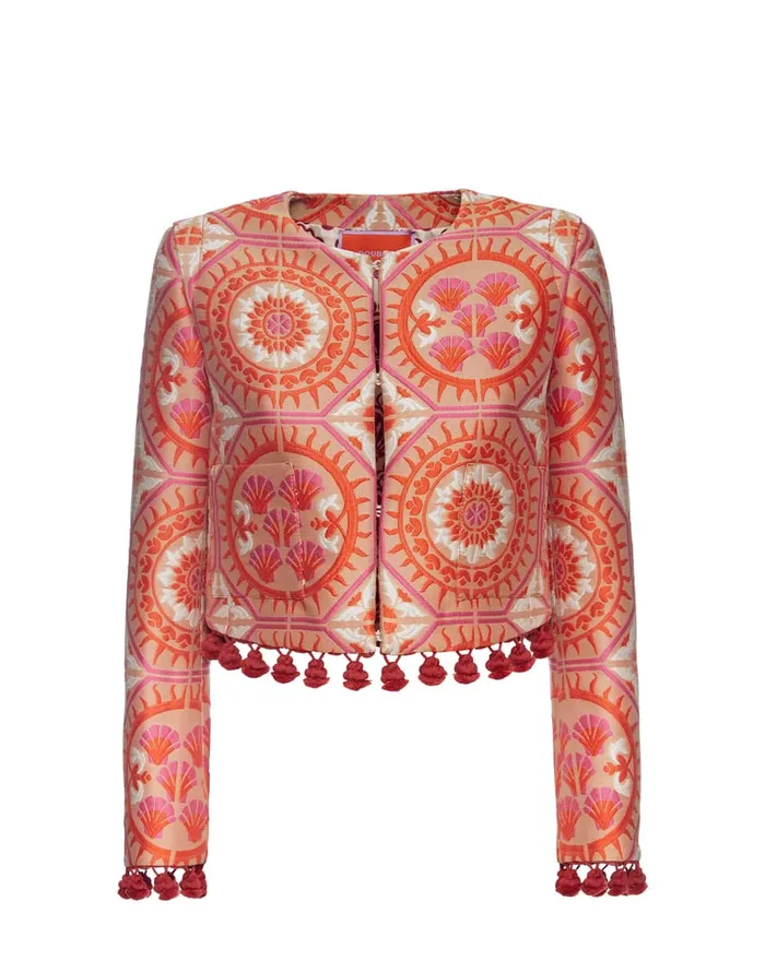 La Doublej Bijoux Jacket Sun Orange In Jacquard With Tassels Women Party Dressing