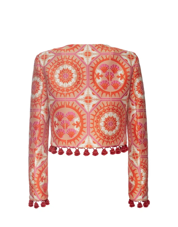 La Doublej Bijoux Jacket Sun Orange In Jacquard With Tassels Women Party Dressing