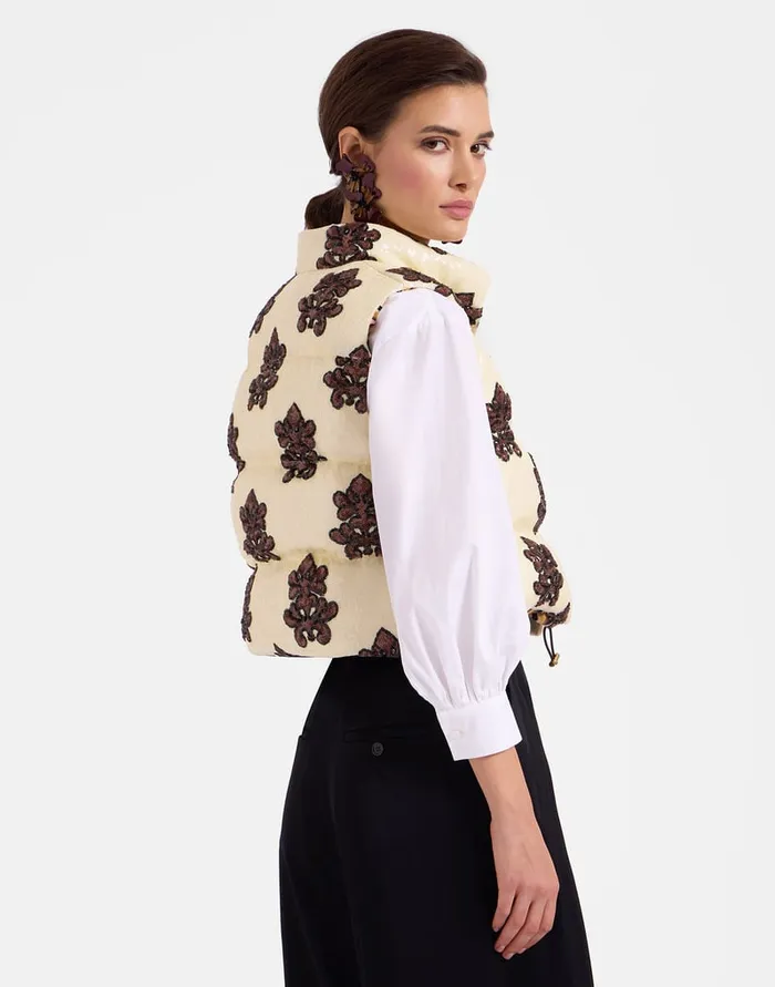 La Doublej Bonbon Puffer Vest Herald Pink In Paillettes Women Outerwear