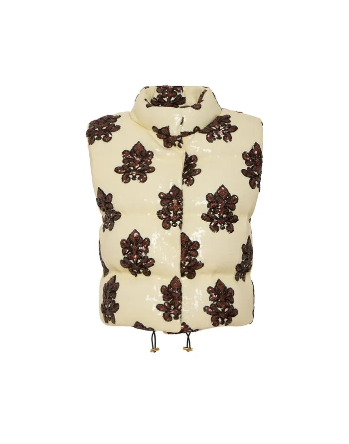 La Doublej Bonbon Puffer Vest Herald Pink In Paillettes Women Outerwear