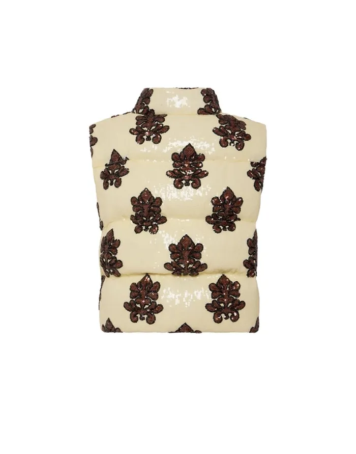 La Doublej Bonbon Puffer Vest Herald Pink In Paillettes Women Outerwear